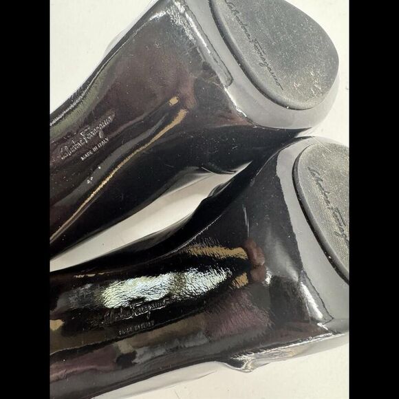 SALVATORE FERRAGAMO pumps oxfords heels gray black sz 9 fits 8.5 Vintage Retro - Picture 7 of 10